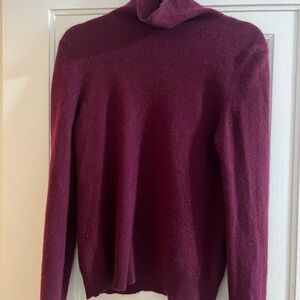 Lord & Taylor Deep Burgundy Turtleneck Sweater - 100% Cashmere